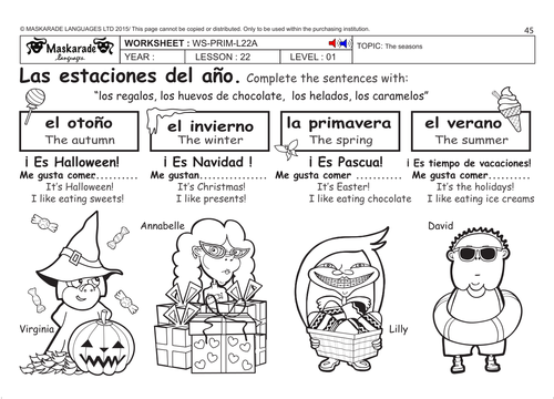 SPANISH KS2 Level 1: The seasons/ Easter