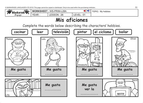 SPANISH KS2 Level 1: Hobbies