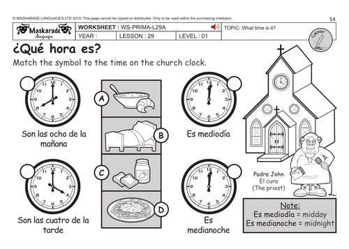SPANISH KS2 Level 1: What time is it?