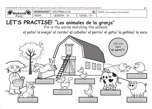 SPANISH KS2 Level 1: Farm animals