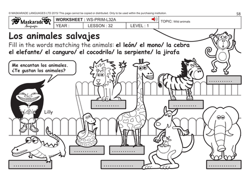 spanish ks2 level 1 zoo animals teaching resources
