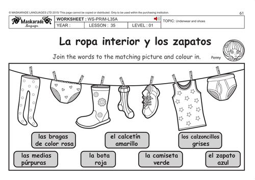 SPANISH KS2 Level 1: Underwear and shoes