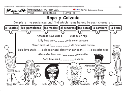 SPANISH KS2 Level 1: Clothes and shoes