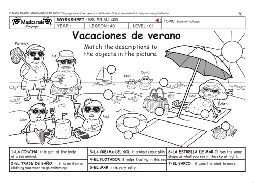 spanish ks2 level 1 summer holidays what s in your suitcase teaching resources