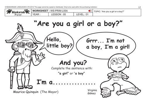 ENGLISH KS2 Level 1: Gender/ Nationalities