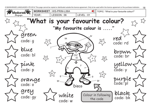 ENGLISH KS2 Level 1: Colours