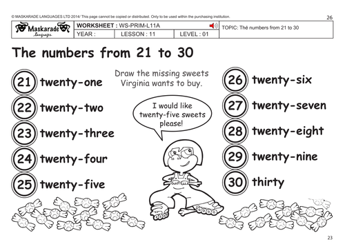 ENGLISH KS2 Level 1: Numbers 11 to 20/ At the grocery shop