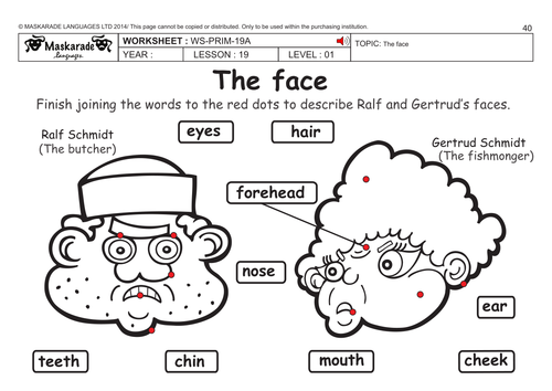 ENGLISH KS2 Level 1: The face