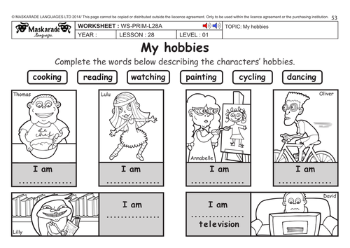 english ks2 level 1 hobbies teaching resources