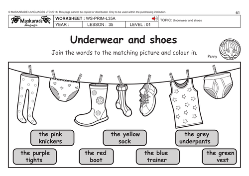 ENGLISH KS2 Level 1: Underwear and shoes