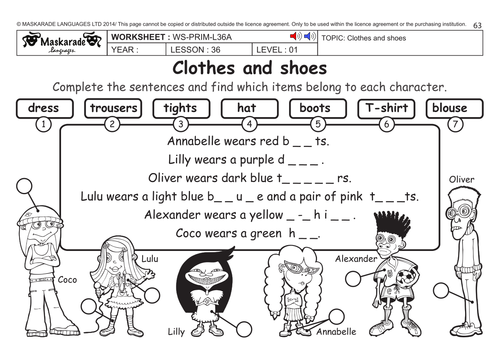 ENGLISH KS2 Level 1: Clothes and shoes