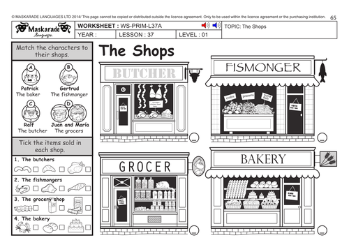 ENGLISH KS2 Level 1: The shops