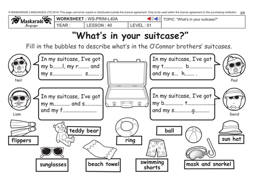 english ks2 level 1 summer holidays what s in your suitcase teaching resources