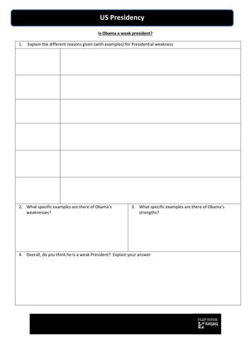 US Presidency - How weak is President Obama?  Flippedlearning video and WS