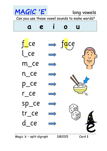 Phase 5: magic 'e' / split digraph [mixed] word table cards