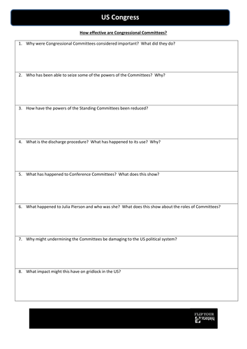 US Congress - How effective are Congressional Committees? Flippedlearning Video and WS
