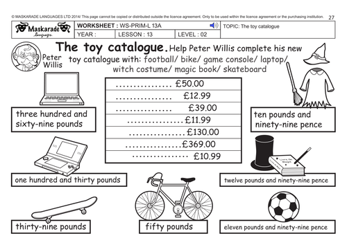 ENGLISH KS2 Level 2: The toy catalogue/ Christmas