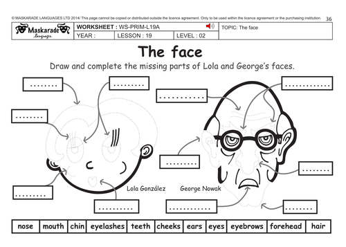 ENGLISH KS2 Level 2: The face/ Who am I?