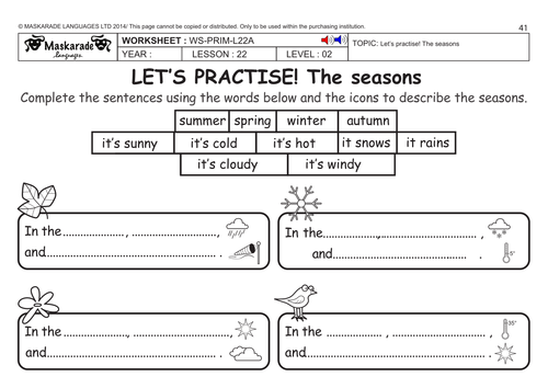 ENGLISH KS2 Level 2: The seasons/ Quiz game