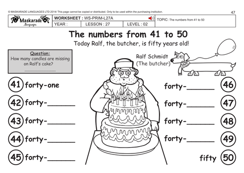 ENGLISH KS2 Level 2: Numbers 41 to 50/ What's your phone number?