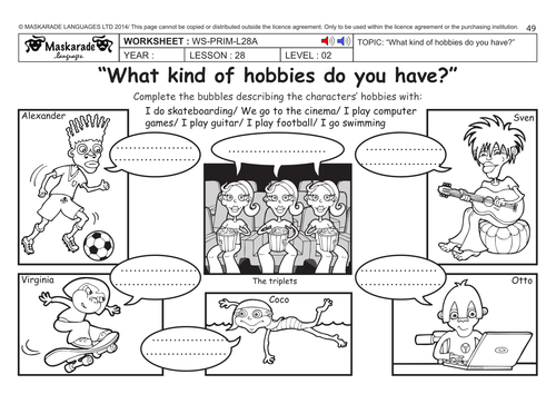 ENGLISH KS2 Level 2: What kind of hobbies do you have?