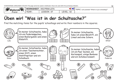 GERMAN KS2 Level 2: Numbers 16 to 30/Back to school