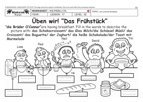 GERMAN KS2 Level 2: Breakfast/ What's for lunch!