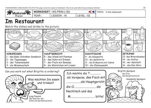 GERMAN KS2 Level 2: At the Restaurant