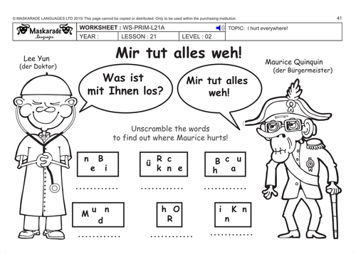 GERMAN KS2 Level 2: Doctor, I hurt everywhere
