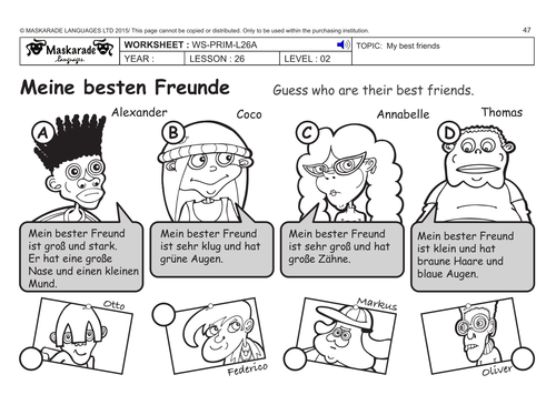 GERMAN KS2 Level 2: My best friends