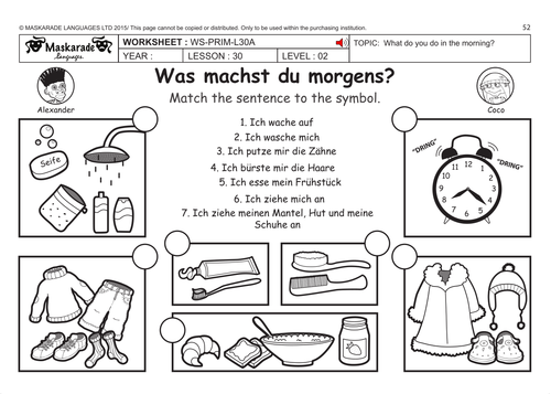 GERMAN KS2 Level 2: Morning, Day and Evening Activities