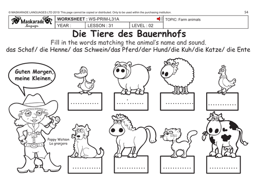 GERMAN KS2 Level 2: Farm and vertebrate animals