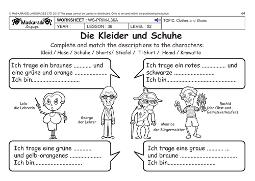 GERMAN KS2 Level 2: Clothes, shoes and accessories
