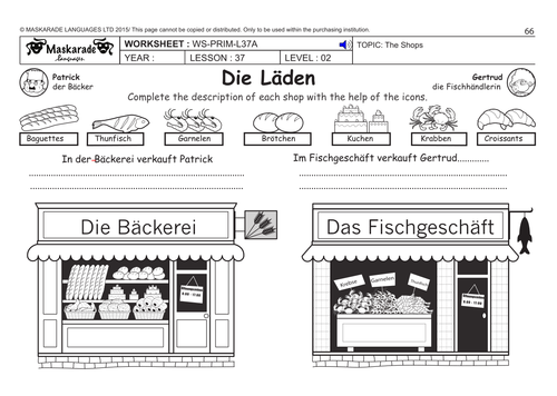 GERMAN KS2 Level 2: The shops