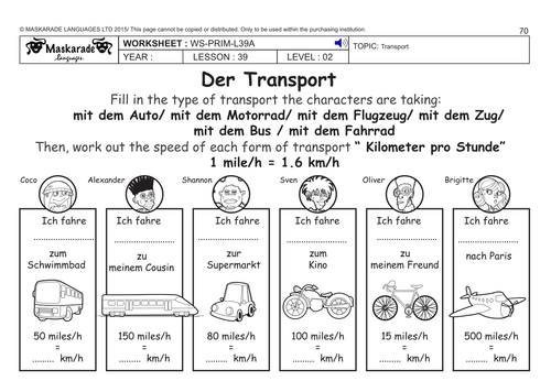 GERMAN KS2 Level 2: Transport