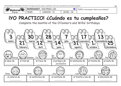 SPANISH KS2 Level 2: When is your birthday?