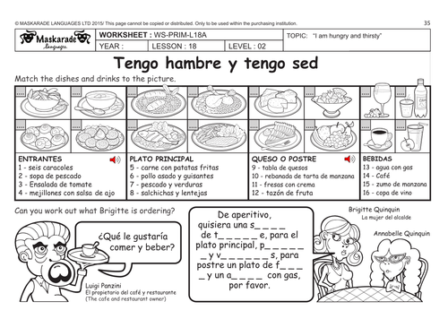 SPANISH KS2 Level 2: I'm hungry and thirsty/ At the restaurant