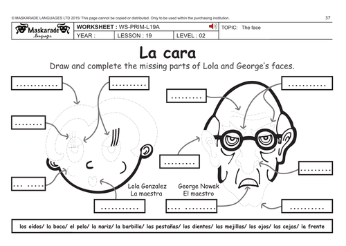 SPANISH KS2 Level 2: The face/ Who am I?