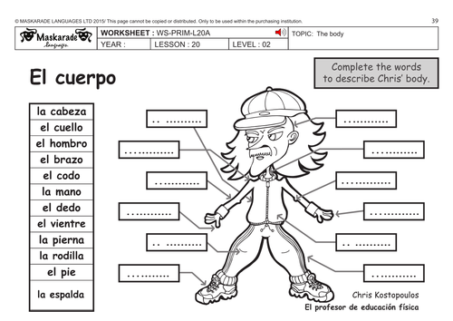 SPANISH KS2 Level 2: The body/ Who am I?