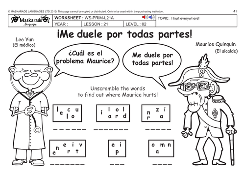 SPANISH KS2 Level 2: Doctor, I hurt everywhere!