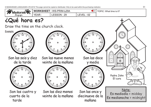 SPANISH KS2 Level 2: What time is it?