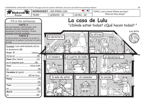 SPANISH KS2 Level 2: Lulu's house/ Where is my stuff?