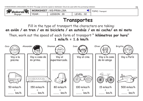 SPANISH KS2 Level 2: Transport