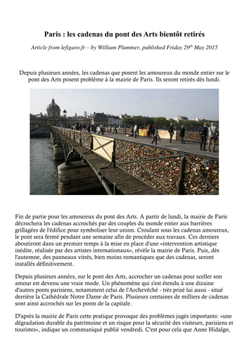 Les Cadenas du Pont des Arts, Paris - reading / writing / listening