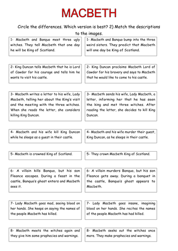 Macbeth paraphrase and sequence activity