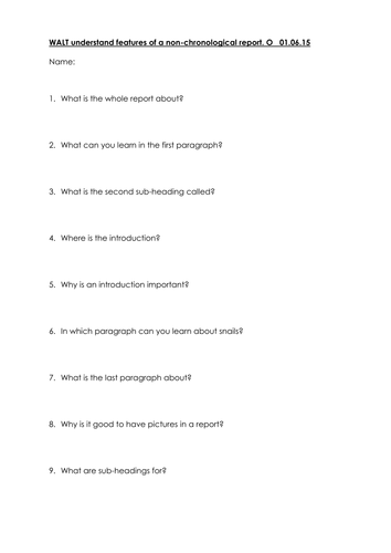 Non-chronological report revision KS1 SATs