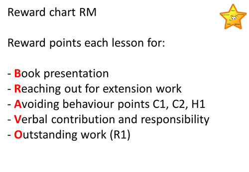 BRAVO Reward points chart RM