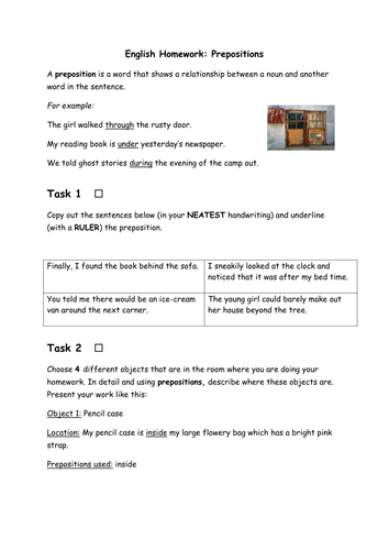 Prepositions Worksheet | Teaching Resources