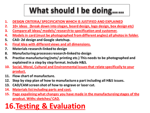 AQA D&T Unit 2 help sheets