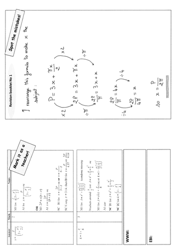 Revision booklets - A and A* questions